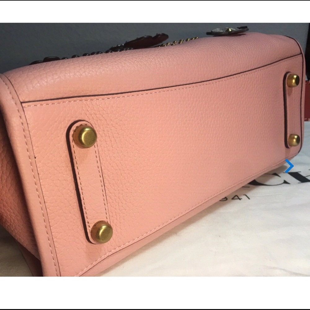 Coach Embellished Pink Leather Satchel - Picture 8 of 12